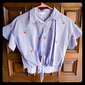 Love Fire Embroidered Cherries Top